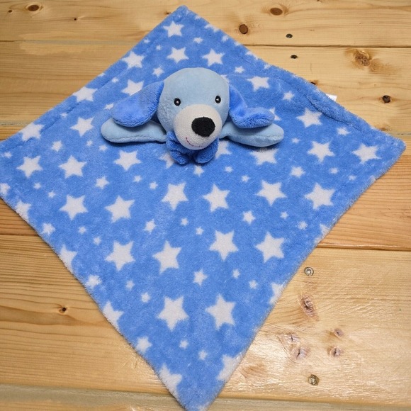 Tendertyme Puppy Dog Lovey Blue with Stars Soft Plush Security Blanket Toy - Picture 3 of 8